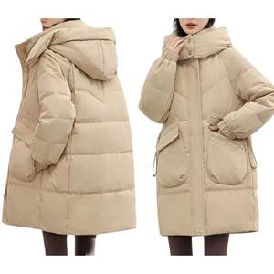 Veste longue matelassée pour femme avec capuche hiver chaud respirant Nylon Shell tissé tissu Parka manteau pour la saison automne/hiver - Product Image 2