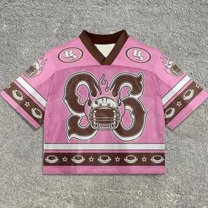 Camiseta de fútbol americano de manga corta personalizada OEM para hombre, alta calidad, 100% poliéster, secado rápido, transpirable, talla grande, nuevo diseño - Product Image 1