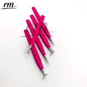 RMI nouveau rose foncé enduit de poudre argent pointe Extensions de cils pince à épiler durable en acier inoxydable matériau charme pince à épiler - Product Image 3