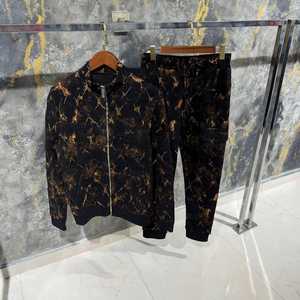 Vêtements de sport décontractés pour hommes, veste zippée et pantalon de jogging, tenue d'entraînement deux pièces à la mode, hauts actifs - Product Image 1