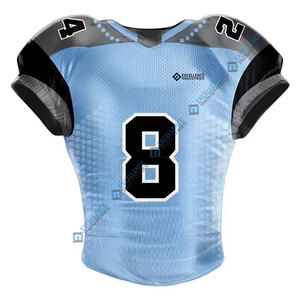 Maillot de football américain personnalisé à manches courtes 100% polyester respirant, design de tissu personnalisé, vêtements de sport, nom de l'équipe - Product Image 1