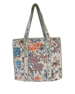 Sac fourre-tout matelassé en coton ATITHI ART, impression personnalisée, réutilisable, écologique, doux, rembourré, pour le shopping, les voyages, le transport quotidien, léger, avec fermeture éclair - Product Image 2