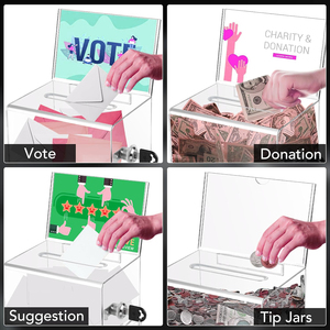 กล่องรับบริจาคอะคริลิคใส คุณภาพพรีเมียม น้ำหนักเบา เป็นมิตรกับสิ่งแวดล้อม รูปทรงและขนาดที่ปรับแต่งได้ พร้อมล็อค ใช้เป็นกล่องลงคะแนนได้ - Product Image 3