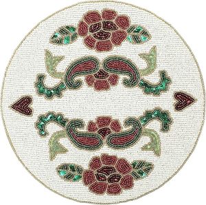 Handmade Flower-Shaped Glass <b>Beaded</b> <b>Placemat</b> New Year Christmas Dining Table Decorative Mat for Wedding Parties - Product Image 1