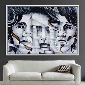 Art graffiti moderne : Toile imprimée à suspendre au mur avec une touche urbaine, TOILE ENCADRÉE BLANCHE - Product Image 1