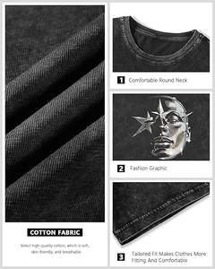 Camisetas de Algodón 100% para Hombre, Estilo Vintage, Holgadas, Recortadas, con Estampado Gráfico Personalizado del Fabricante - Product Image 4