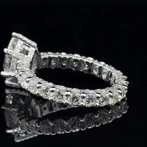 แหวนหมั้นเพชรโมอิสเพชรสีขาวและเพชร14K แหวนแต่งงานเพชรมอยส์ซอไนต์เงินสเตอร์ลิง - Product Image 4