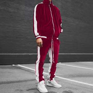 Velour logotipo personalizado de alta calidad gimnasio Jogger Plain Fleece Zip Up Sweatsuit algodón deporte hombres Jogging Sudadera con capucha chándal - Product Image 6