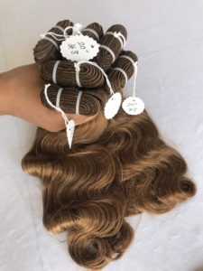 Single Donor 20" Inch Color No.#8 <b>Body</b> <b>Wave</b> Good Quality Human Hair Extensions Bundles Indian Hair On Wholesale Prices - Product Image 6
