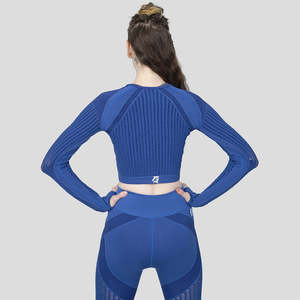 Top Deportivo Corto para Yoga, Color Azul, Súper Sin Costuras - Product Image 2