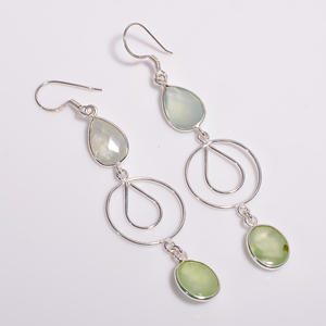 Pendientes colgantes finos de estilo clásico de Plata de Ley 925, piedras preciosas mixtas de Corte rectangular con diseño elegante - Product Image 1