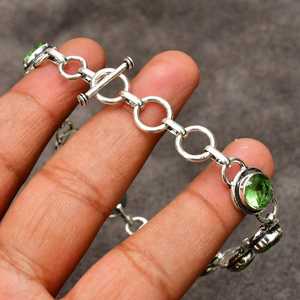 Pulsera de fiesta cristiana hecha a mano de plata de ley con piedras preciosas de amatista verde, regalo para mamá, uso diario - Product Image 4