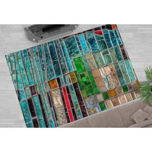Tapis imprimé vibrant - Moderne, vitrail, antidérapant, tapis en velours de luxe - Product Image 2