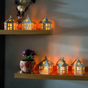 H.M.A Handicrafts Dual Tone Bronze and <b>Gold</b> <b>Lantern</b> with Glass Panels for Vintage Celebration Setup - Product Image 2