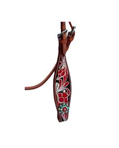 Western Horse Bridle Premium Flower <b>Tooled</b> Cowhide <b>Leather</b> Headstall <b>Crafted</b> by Indian Exporters - Product Image 3