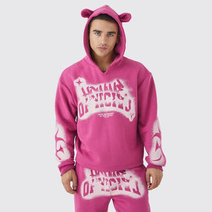 Conjuntos de Sudadera con Capucha y Pantalones Deportivos de Invierno, de Poliéster/Algodón, Felpa, Tinte Liso, Bordados y con Cuentas - Product Image 3