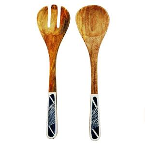 Serveurs à salade réguliers en bois naturel ensemble de cuillères à salade en bois faites à la main fourchettes ustensiles cuisine cuillère cadeau - Product Image 4