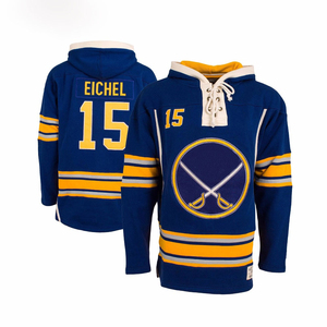 NOUVEAU 2025 Sweat à capuche de hockey en tissu sergé brodé de haute qualité, personnalisé, en polaire d'hiver avec lacets - Product Image 3