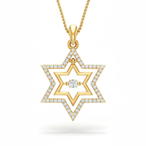 Colgante de Estrella Judía con Diseño Entrelazado en Oro de 14K y Diamantes Naturales |   Estrella de David Diamante |   Colgante Minimalista de Oro con Diamantes - Product Image 1