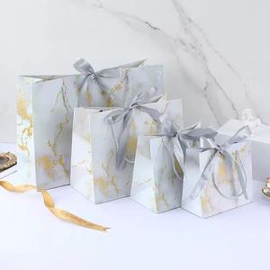 Sac en papier d'art en <span class=keywords><strong>marbre</strong></span> rose MU avec ruban en soie, sac personnalisé avec logo, sac pour vêtements, sac cadeau, sac de shopping - Product Image 2