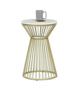 ฐานเหล็กโต๊ะปลายด้านบนหินอ่อนสีขาวปรับแต่งได้สำหรับโรงแรมเฟอร์นิเจอร์ทันสมัยวงกลมชุบทองโต๊ะข้าง - Product Image 1