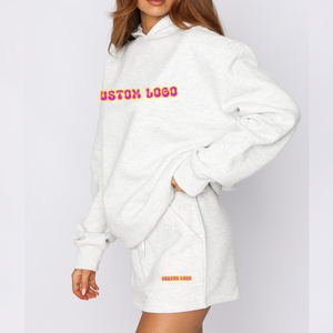 Ensemble deux pièces décontracté pour femme été 2026, ensemble assorti, coton respirant écologique, sweat-shirt et short à vendre - Product Image 3