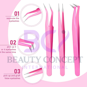 Straight and Curved 6 Pieces Lash Eyelash Extension Tweezers Set Premium Quality Newest Eyelash Grafted Tweezers - Product Image 3