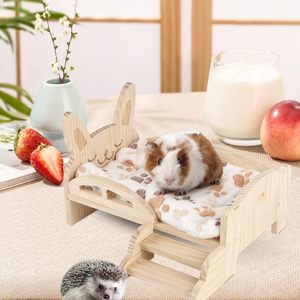 เตียงไม้แฮมสเตอร์, บ้านนอนกระต่าย, รังชินชิล่า, เตียงไม้แสนสบายพร้อมบันได, พื้นที่พักผ่อนที่สะดวกสบายสำหรับสัตว์เลี้ยงทุกตัว - Product Image 6