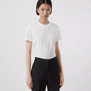 Camiseta con estampado de soplo de alta calidad 100% algodón para mujer, camiseta informal de gran tamaño en blanco de Color sólido - Product Image 5