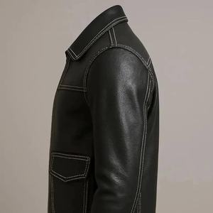 Vestes en cuir personnalisées Mode masculine Vestes en cuir coupe-vent Vestes en cuir de mouton de haute qualité Vêtements de rue - Product Image 3