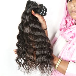 Extensiones de cabello humano indio de templo alineado con cutícula profunda ondulada Natural 100%, paquetes crudos sin procesar, precio de cabello humano - Product Image 5