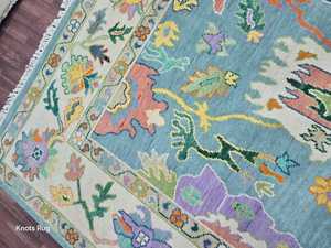 พรมแบบดั้งเดิมสไตล์ตุรกีที่ทันสมัยแบบวินเทจ8x10สีฟ้าหลากสีขนาด9x12มีแฮนด์เมดห้องนั่งเล่นขนาด9x12 - Product Image 6