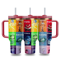 Gobelet isotherme à double paroi sous vide de 40 oz avec logo personnalisé, motif dessin animé, pour boissons chaudes et froides, idéal pour voiture et camping.