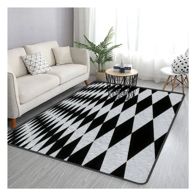 Chess Tile Design Plush Entrance Anti-slip Living Room Floor Decor Carpet Embroidered Hallway Foot Mat Custom Made Kitchen Rugs