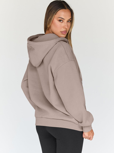 Sweat-shirt à capuche en coton pour femmes de qualité supérieure, couleur unie, design personnalisé, imprimé, doublé, uni, vente en gros - Product Image 4