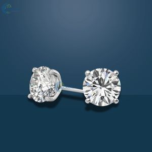 Boucle d'oreille en or blanc massif 14 carats 2.6TCW ronde coupe brillante boucle d'oreille de tous les jours pour ses boucles d'oreilles en moissanite incolore - Product Image 2