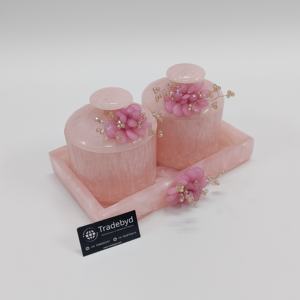 Tadebyd Plateau en résine avec pot en acrylique pour fruits secs, collations décoratives, plateau de service, stockage, bocaux en acrylique - Product Image 1