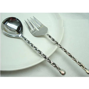 Utensilios de cocina Cubiertos Juego de cubiertos Vajilla Plata Acero inoxidable Regalo creativo Plata Personalizar Cubiertos de metal plateado - Product Image 1
