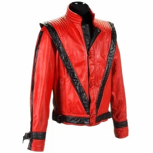 Veste en cuir PU rouge décontractée style punk rock roll pop stars, jean en velours côtelé avec motif de lettres à carreaux, style MJ Michael, vêtements de cosplay - Product Image 4