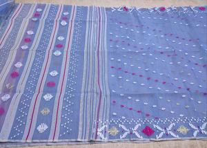 Exclusivo Deshi Dhakai Jamdani Sharee Calidad de exportación para mujeres TELA JAMDANI Azul ROJO VERDE Dorado de Bangladesh - Product Image 5