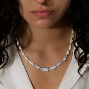 Premium Lab Grown Fancy Cut Diamond <b>Necklace</b> 18KT White Gold 19.22ct IGI DEF VVS2 Women's Luxury - Product Image 5