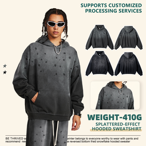 Drop Shoulder Oversized 410GSM Boxy Heavyweight Acid Wash Hoodies con diseño personalizado Hombres Estilo vintage Proveedor al por mayor - Product Image 2