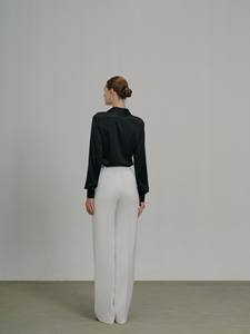 Pantalones de pierna recta elegantes para mujer Lora, estilo minimalista de alta moda, diseño frontal plano, transpirable, Primavera, servicio ODM - Product Image 4