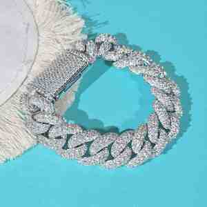 Hip Hop Cuban Link VVS Moissanite <b>Bracelet</b> for Men 925 <b>Sterling</b> <b>Silver</b> 15mm Cut Diamond Rhodium Plated Iced <b>Charm</b> Jewelry Trendy - Product Image 5