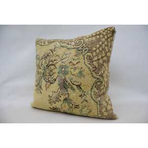 28x28 Inch <b>Beige</b> Paisley Patchwork Wool Pillow Chinoiserie Vintage Woven Decorative <b>Cushion</b> - Product Image 3