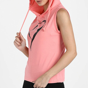 Camiseta con logotipo personalizado para mujer, camiseta sin mangas deportiva informal de verano para Fitness, transpirable, de secado rápido, elástica, para gimnasio, sin mangas, con capucha - Product Image 4