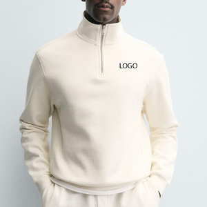 <b>Men</b> Cotton Polyester <b>Fleece</b> Sweatshirt Stand Collar OEM Service For Wholesale Bulk Orders Full Sleeves With Custom Logo Casual - Product Image 1