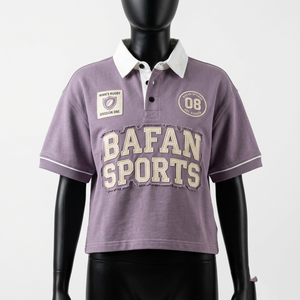 Women Rugby Polo T Shirt 220 GSM Cotton Polyester Rugby Jersey <b>Peach</b> Cream Panel Design Embroidery Logo Women Rugby Shirt Cotton - Product Image 1