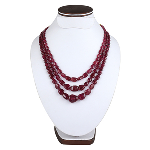Magnifique collier en rubellite rouge naturelle, perles de haute qualité façonnées, taille libre, certifié par un tiers, pour création DIY - Product Image 1