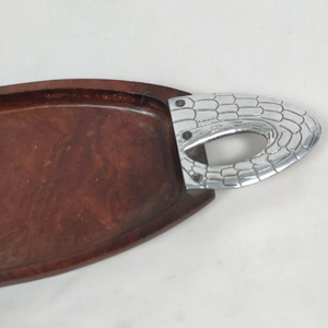 <b>Wood</b> Crafts Premium Polished Wooden Serving Tray with Vintage-style Carvings Eco-friendly Construction Durable for Home Decor - Product Image 1